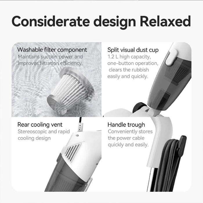 Deerma Vacuum Cleaner Portable Handheld 2 in 1 Silent - DX120 White | DX120C White